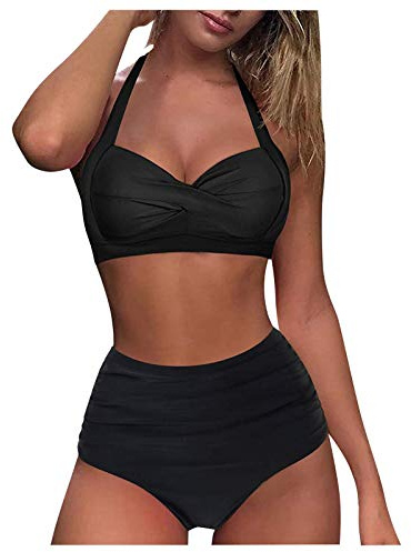 Maillot De Bain Femme 2 Pieces - Bikini Femme 2 Pieces Push Up Maillots Deux Pièces Ventre Plat Uni Culotte Taille Haute Maillot Bain Natation