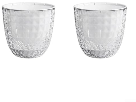 Lot de 2 pots de fleurs transparents à arrosage automatique pour l'intérieur avec design qui améliore la visibilité des niveaux d'eau et des racines (16 cm)