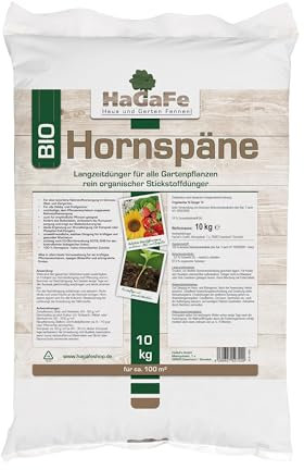 HaGaFe Bio Hornspäne Rein Organischer Gartendünger Dünger Keine Zusätze, 10kg (1x10kg)