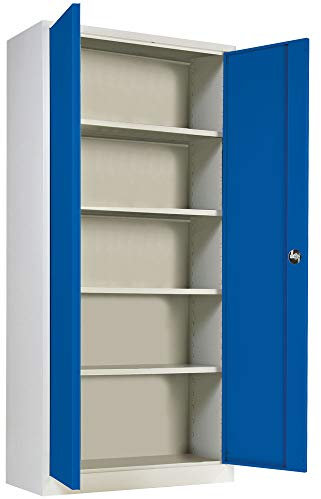 BRB Aktenschrank/Flügeltürenschrank, HxBxT 1800x800x380 mm, Korpus lichtgrau, Türen enzianblau