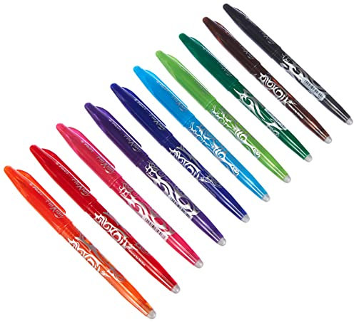 Pilot Frixion BL-FR7 Tintenrollerset, radierbar, 0, 7-mm-Spitze, 10 Stifte Kappenmodel (10er Packung | ohne Radierer, bunt)