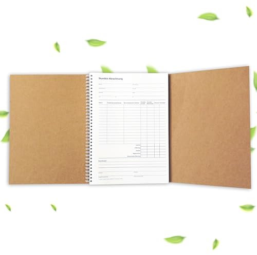 Stundenabrechnung Bauleistungen wie Rapportbericht - Regiebericht für Handwerker als Stundennachweis Stundenzettel Stundenbuch 1 Stück A4, mit Durchschlag, 2x50 Blatt, extra stabiler Umschlag