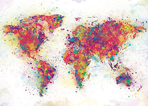 Poster, Weltkarte/Colour Splash – 100 x 140 cm