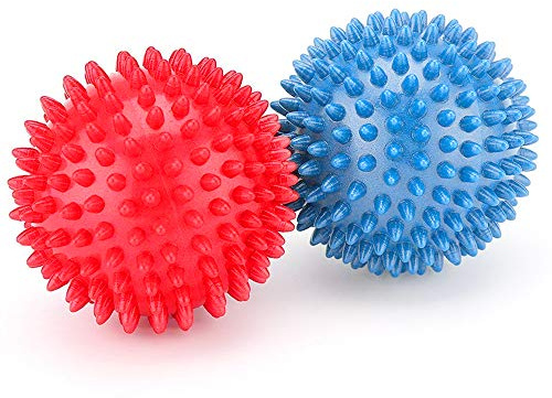 TOMYEER - Palla Morbida per Massaggi, 8 cm, per Terapia dei Trigger Point, riflessologia, Antistress, Blu e Rosso