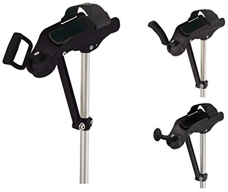 FabaCare Arthritis Gehstütze, Krücke, Gehhilfe, 3 Haltegriffe inkl, höhenverstellbar, bis 150 kg, 92 cm - 114 cm, Schwarz