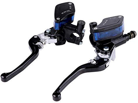 Akozon Bomba de freno hidráulico 1 par 22mm CNC Moto Bomba de freno hidráulico Embrague Palanca del cilindro maestro Ajustable(Negro)