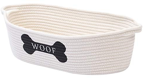 Geyecete weave rope dog toy box Natural weave Rope Clutter Organizer Toy Chest Pet Toy Box Dog Storage Basket Basket Dog Toy Storage Basket-Beige