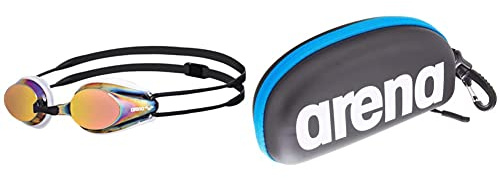 arena Tracks Anti-Fog Wettkampf Schwimmbrille Unisex für Erwachsene, Schwimmbrille mit UV-Schutz, 4 Austauschbare Nasenstege, Silikon Dichtungen