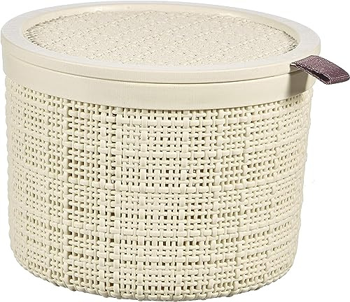 Curver | Boite Ronde Jute 2L avec Couvercle, Beige, 100% recyclé