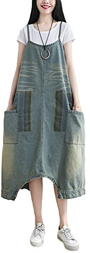 Denim Salopette Pantaloni Donna Tuta di Jeans Pantaloni Larghi Harlan Moda Sciolto Jumpsuit Dungarees Vestito Salopette di Denim Senza Maniche Abito di Jeans Estiva Casual Denim Gonna con Bretelle