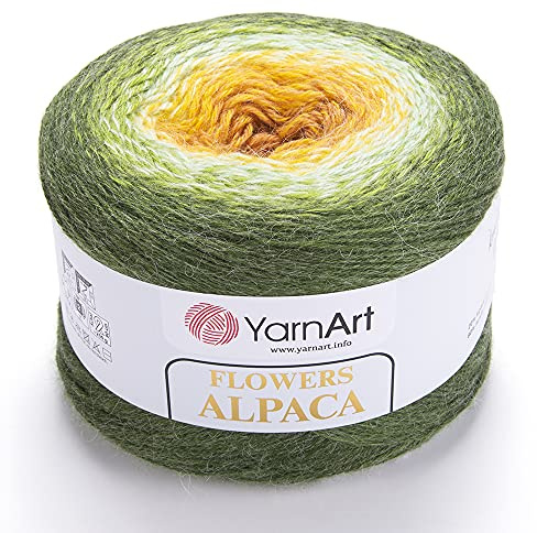 Yarn Art YarnArt Flowers Alpaca 20% alpaca 80% acrílico Peso 250.0 g Longitud 1028 yardas Multicolor Rainbow Crochet Hilo de invierno Peso 2 Sport (jardín, 438)