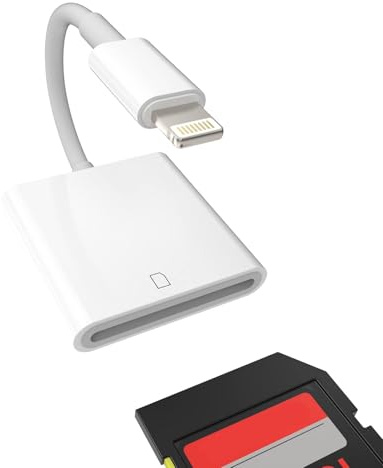 Lecteur de Carte SD pour iPhone Mémoire Lightning vers Caméra Adaptateur pour iPad 13 12 11 Pro Max X XS XR 8 7 6 Plus 6s SE Air Mini Accessoires Adaptador Caméra Visionneuse pour Apple Certifié MFI