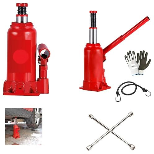 Compatible con DS DS 5 Gato HIDRÁULICO DE Botella DE 3 TONELADAS DE Altura DE 17 A 33 CM + Llave EN Cruz 17-19-21-23 para Pernos ELEVACIÓN DE NEUMÁTICOS DE AUTOMÓVIL
