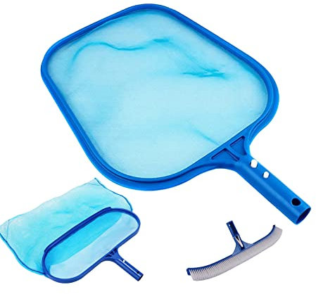 SRHIMEOS Pool Kescher Set, Pool Tief Kescher, Fein Skimmer Netz Mit Flexibel Teleskopstange Pool Zubehör Poolreinigung Laubkescher Für klar Pool Leaves und Debris