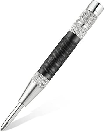 1 Pcs Automatic Center Punch, 6 Inch Crushing Hand Tool Spring Punch with Cushion Cap, Metal Impact Center Hole Punch for Metal Wood Glass Plastic