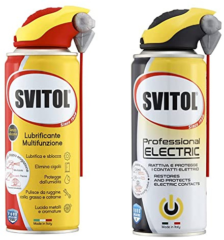 SVITOL Lubrificante Spray 400 ml Spray Erogatore con Cannuccia, Oli sintetici, Additivi anti-usura & Lubrificante Professional Electric 400 ml Spray lubrificante per contatti elettrici