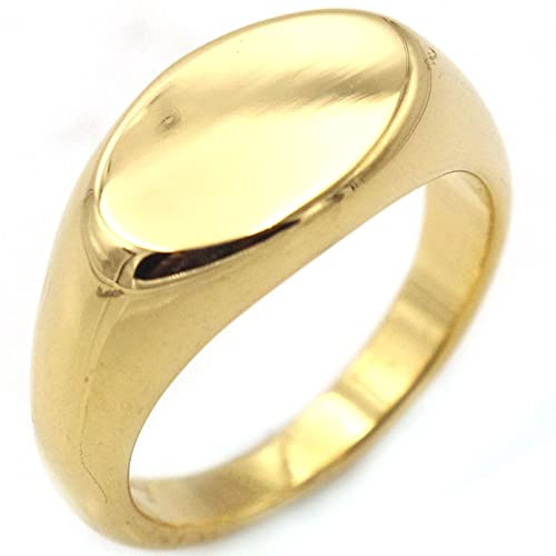 Banemi Ring für Männer Verlobung, Verlobungsring für Mann Titan Edelstahl Ovaler Flacher Siegelring Aus Gold Vatertagsgeschenk