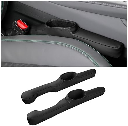 JNNJ 2Pcs Autositz Lückenfüller Sitzlückenfüller, Universal Sitzlückenfüller Pu Leder Autositz Gap Stopper, Sitzlückenfüller Stopfen für PKW, SUV, LKW(Schwarz)