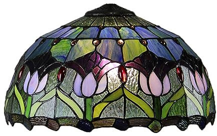 AIBOTY 16-Inch Tulip Lampshade Replacement, Tiffany Style Floral Stained Glass Lamp Shade Only for Table Lamps Pendant Lamps Floor Lights