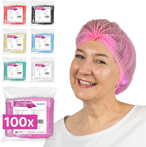 ARNOMED hårnät, kirurgiska huvor för engångsbruk rosa, engångshårnät 100 st för kök eller tandläkare, hygientillbehör för medicin, kirurgi huvor 52cm, hårnät för engångsbruk för män/kvinnor, hårskydd
