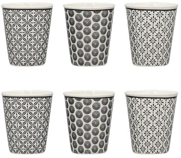 NOVASTYL - Lot de 6 gobelets à café en porcelaine 10cl - Tasses sans anse en porcelaine Graphik New Bone - 2414134