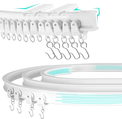 5 Meter Flexible Curtain rail track [CEILING MOUNT] - White Heavy duty ceiling curtain track for Bay window, Rooms Divider, Shower curtain rail track - Swish curtain track - Bay window curtain rail