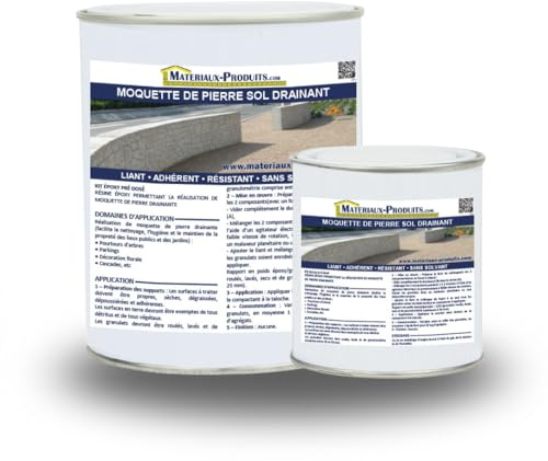 MATPRO - Moquette de Pierre Sol Drainant - Liant Résine Époxy - Filtre Eaux d'Arrosage & Pluie - Kit Prédosé - Laisse une Surface Drainante - Incolore - 10Kg