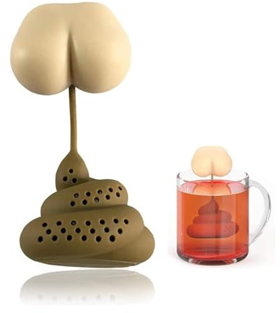 Poop-Tee-Ei for losen Tee, Arsch-Teesiebe, Silikon-Tee-Leck, Tee-Diffusor-Steiger, for Teetassen-Teekannen, lustige und skurrile Geschenke, neuartiges kreatives lustiges Geschenk, Tee-Steeper