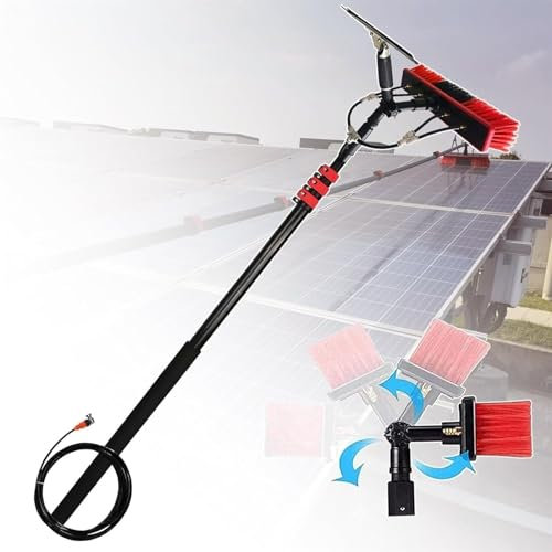 Wash Spazzolone Kit Spazzola Vetri,Asta di pulizia pannelli fotovoltaici 3.6-11m spazzola lavaggio pannelli fotovoltaici pulizia pannello solare kit spazzola finestra,per tetti,serre ( Size : 9M )