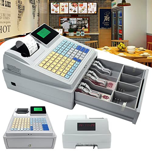 Elektronische Registrierkasse mit 48 Tasten und Flacher Tastatur, multifunktionale Registrierkasse, einfach zu bedienen, kommerzielle Registrierkasse mit 8 digitalen LEDs