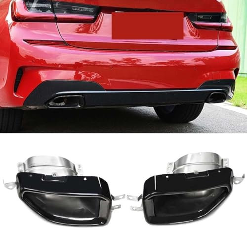 DBCFL Endstuck Auspuff für BMW G20 G21 320i 330i 330e M340i 2019 2020, Auspuffblenden Edelstahl Auto Endstück Endschalldämpfer Spitze Endrohrblende,B Black