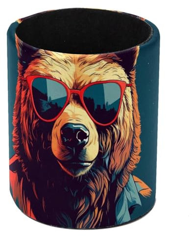 Bear Retro Funny Desk Pen Holder, Large Capacity Desk Organizers, Pencil Holder Case Cup for Desk Office Pen Case for School, Kids