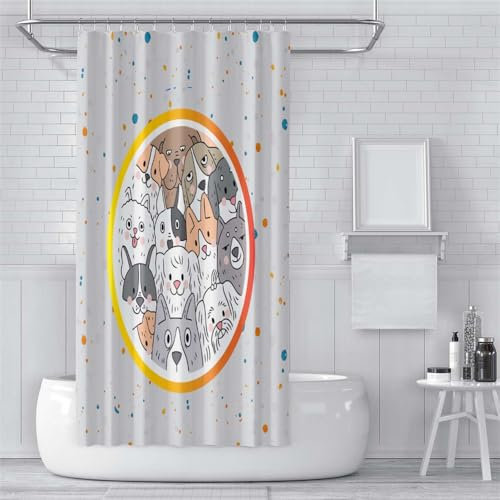 Duschvorhang Grauorange Tiere Duschvorhang Stoff Polyester Badevorhang Shower Curtains Antischimmel Duschvorhang Wasserdicht mit 12 Duschvorhangringen Duschvorhang 200x200 Duschvorhänge