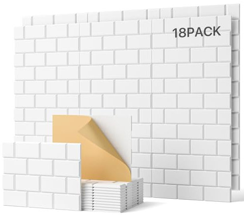 Soundsbay Akustikplatten selbstklebend 18 Stück, Schallschutz Wand Rechteckiger Ziegeltyp Schallschutzplatten, Akustikpaneele für Akustische Behandlung und Wanddekoration 30x40x0.9cm (Weiß)
