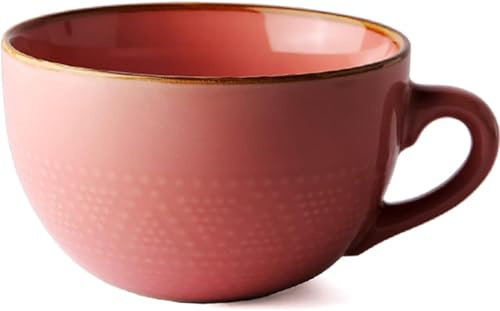 Dutingmo Grande tasse à café, grand bol à soupe avec poignée, bols à céréales avec anse,Tasse à café XXL, 700 ml Tasse en Céramique pour Soupe, Petit-Déjeuner, Thé, Salade, Lait et Desserts (Rose)