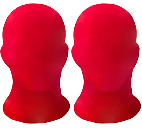 HBWL01 2 Stück Vollgesichtsmaske, 2. Hautmasken, Halloween-Spandex-Kapuze für Unisex-Tuch, weiß (2 rot)