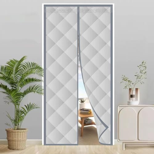 Magnet Wärmeschutzvorhang für Türen, Thermo Türvorhang, Wasserdicht, Kälteschutz, Winddicht, Haustierfreundlich, Gegen Kälte Haustür Winter(Grey,W160*H200cm)