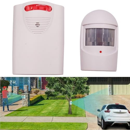 BAAQII Sistema di allarme wireless con sensore di movimento per vialetto, allarme di sicurezza, allarme con sensore di movimento per vialetto, dispositivo di sicurezza domestica, allarme interno ed