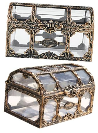 OKUMEYR Piccolo Forziere dei Tesori in Plastica, 2 Pezzi, Portagioie