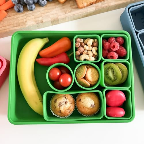 Pick Plate Snackle Box | 10 Compartments | Divided Removable Snack Organiser for Veg, Fruits. Cheese, Meats, Nuts | Travel Snacks or Snack Container for Home | Kids and Adults | Drop Proof (Green)