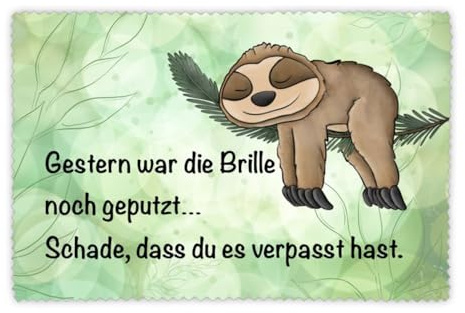 Brillenputztuch mit Spruch // Brillenputztuch Faultier // Faultier Geschenk