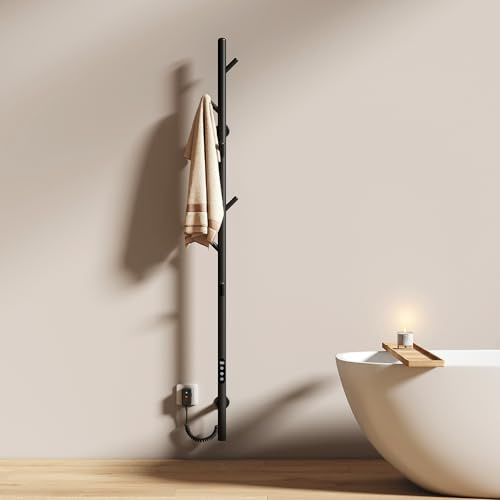 EMKE Scaldasalviette Elettrico da Bagno con Barra,Nero, 1500x125x140 mm | Riscaldamento Elettrico a Barra Singola, Scaldasalviette Elettrico Intelligente a Temperatura Costante