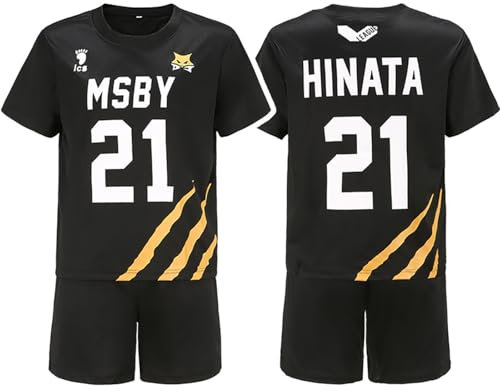 bi bi hou Anime Haikyuu Cosplay Kostüm Msby Trikot Set T-Shirt und Shorts Haikyuu Verkleidung Hinata Shoyo Volleyball Club Uniform Jersey Weihnachten Halloween Karneval Party Sport Kostüm
