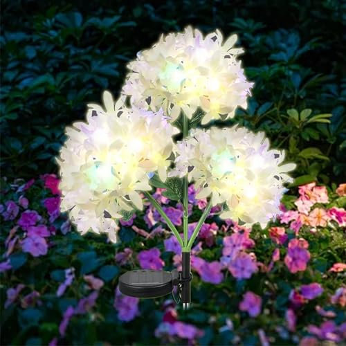 Lampe Solaire Exterieur Jardin, LED Hortensias Lampe Solaire Extérieure, Lumières Colorées en Forme De Hortensias, Imperméable Lumiere LED pour Chemins Jardin Patio Mariage