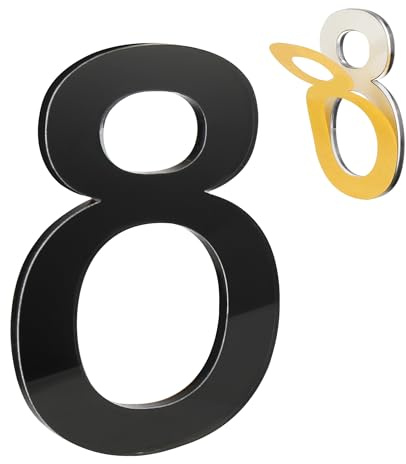 HASWARE 4-Pouces Numéro de Maison Autocollant - Étanche et Résistant aux Intempéries - Installation Facile pour Boîte aux Lettres, Porte et Poteau (Noir, 8)