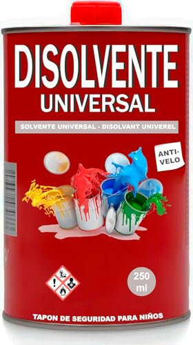 CABLEPELADO Disolvente Universal Multiusos 0,25L | Diluyente para Pinturas y Barnices Base Disolvente | Limpieza de Brochas, Rodillos y Pistolas | Tapón de Seguridad Antiderrames