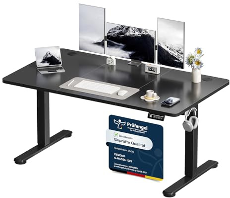 Devoko Elektrisch Höhenverstellbarer Schreibtisch 140 x 60cm,Schwarz | Schreibtisch Höhenverstellbar Tisch, Steh-Sitz Bürotisch, Computertisch mit Memory-Funktion, Stehpult, Standing Desk