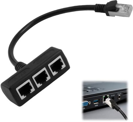 Répartiteur RJ45 1 Mâle vers 3 Femelles Coupleur Ethernet Haute Vitesse avec Connecteurs Dorés 8P8C Extendeur Réseau LAN Compatible Cat5/Cat5e/Cat6/Cat7 (Installation Rapide, Connexion Stable)
