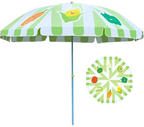 Sombrilla de Jardín 240 cm Altura Ajustable, con Bolsa de Transporte Sombrilla Terraza para Balcón Piscina Sombrilla Playa Grande 8 Varillas(B)