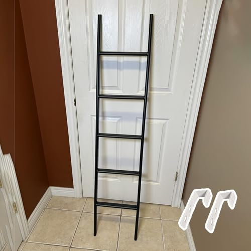 Scaletta per letto a castello in metallo nero con design antiscivolo, scala doppia da 139,7 cm, per camper/rimorchi, con ganci, soluzione di accesso a castello robusta e sicura